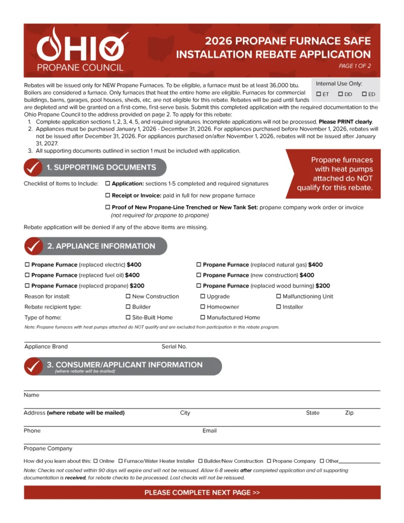 Furnace rebate form example